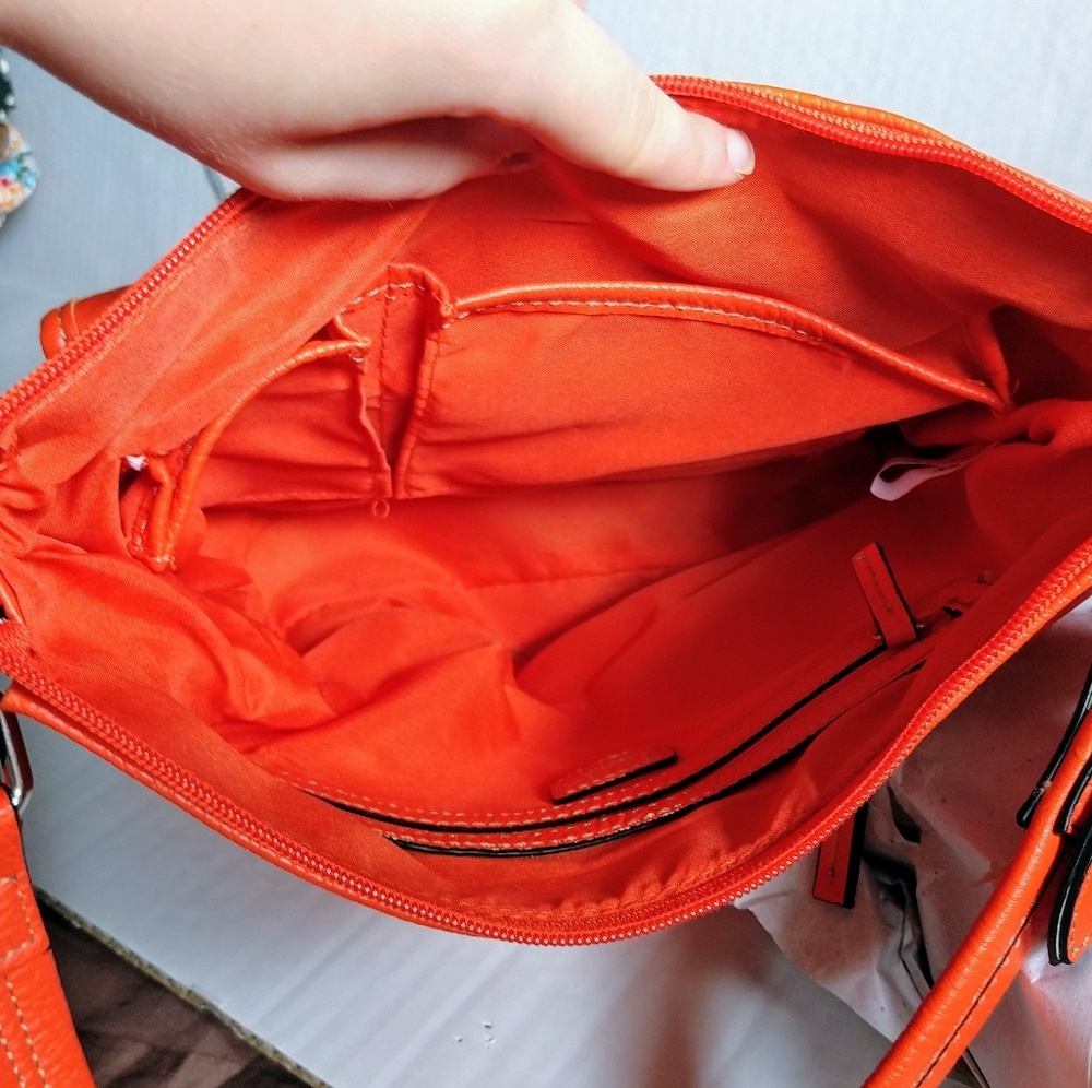 *SOLD**Chaps Orange Zipper and Snap Bag - Picture 5 of 5